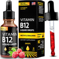 Gotas Líquidas de Vitamina B12 - 5000 mcg Metilcobalamina, Complejo B (B2, B3, B6), Vegano, Sin Gluten, Sabor Frambuesa, 2 fl oz (59 ml)