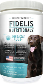 FIDELIS Skin & Coat Plus+ Suplemento para la piel y el pelaje del perro - 120 masticables