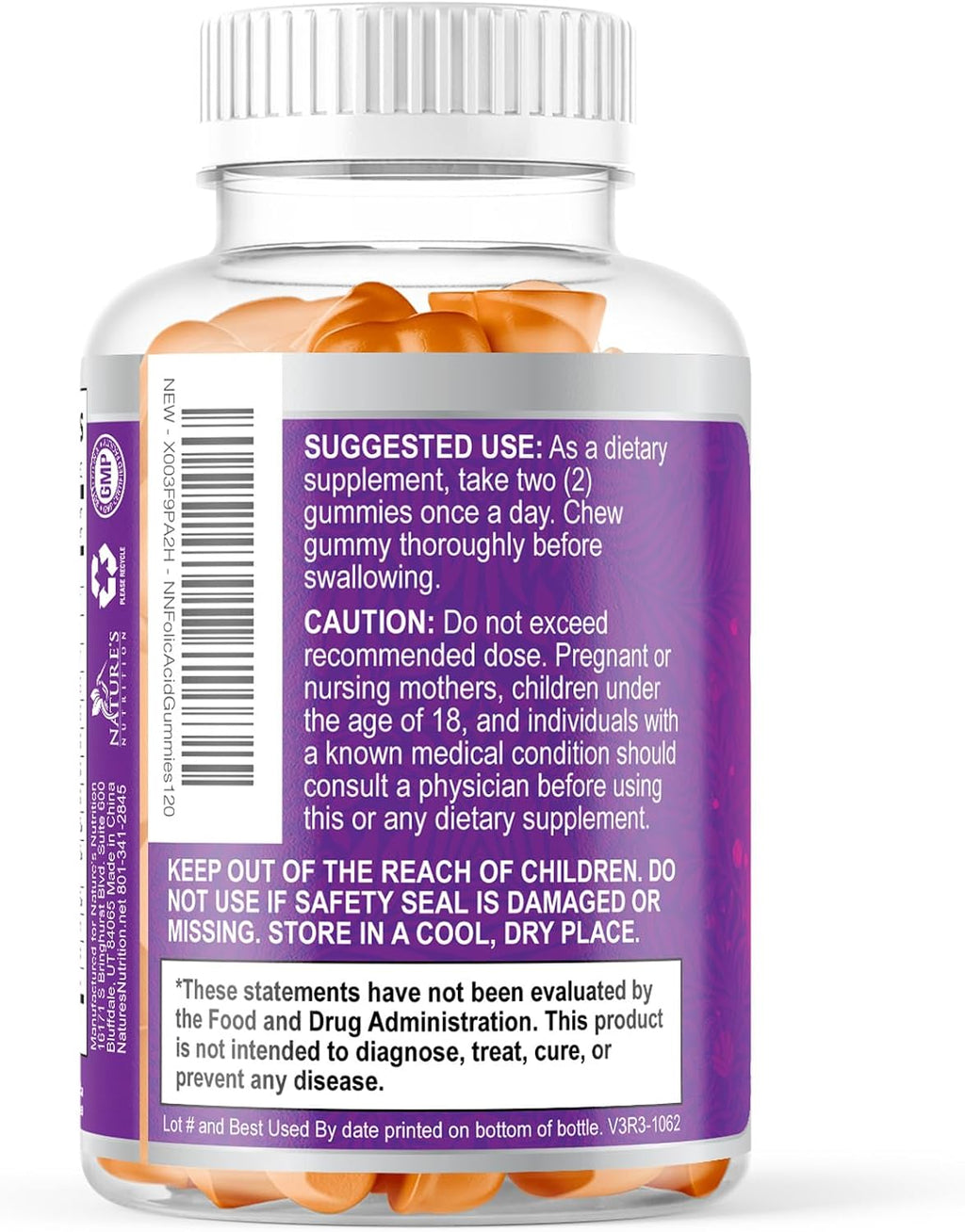 Vitaminas Prenatales en Gominolas con Ácido Fólico, Vitaminas A, C, D3, B12, B6 - 120 Gomitas