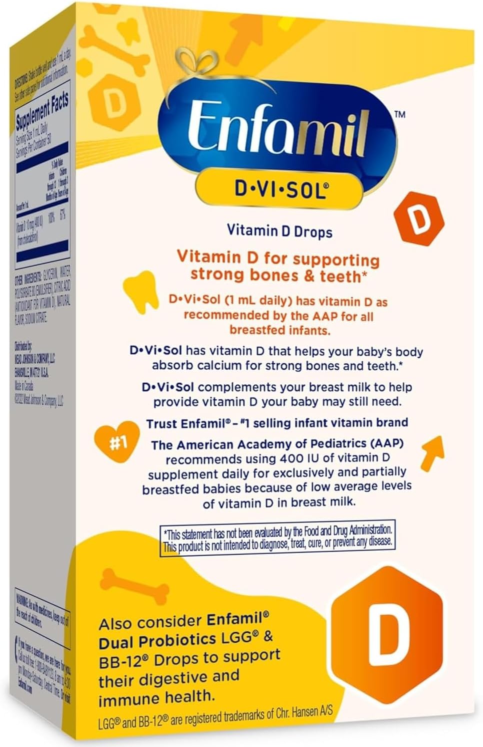 Enfamil D-Vi-Sol Gotas de Vitamina D para Bebés - 50 ml (Pack de 2)