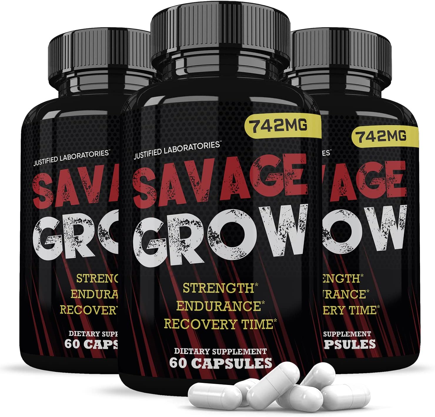 Savage Grow 742MG Fórmula Avanzada para la Salud Masculina (3 Paquetes, 180 Cápsulas)
