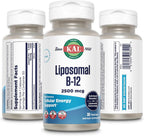 KAL Liposomal Vitamina B12 2500 mcg - Alta Absorción - Tecnología Liposomal - Cápsulas Veganas - Sin Gluten - Sin Soja - 30 Dosis