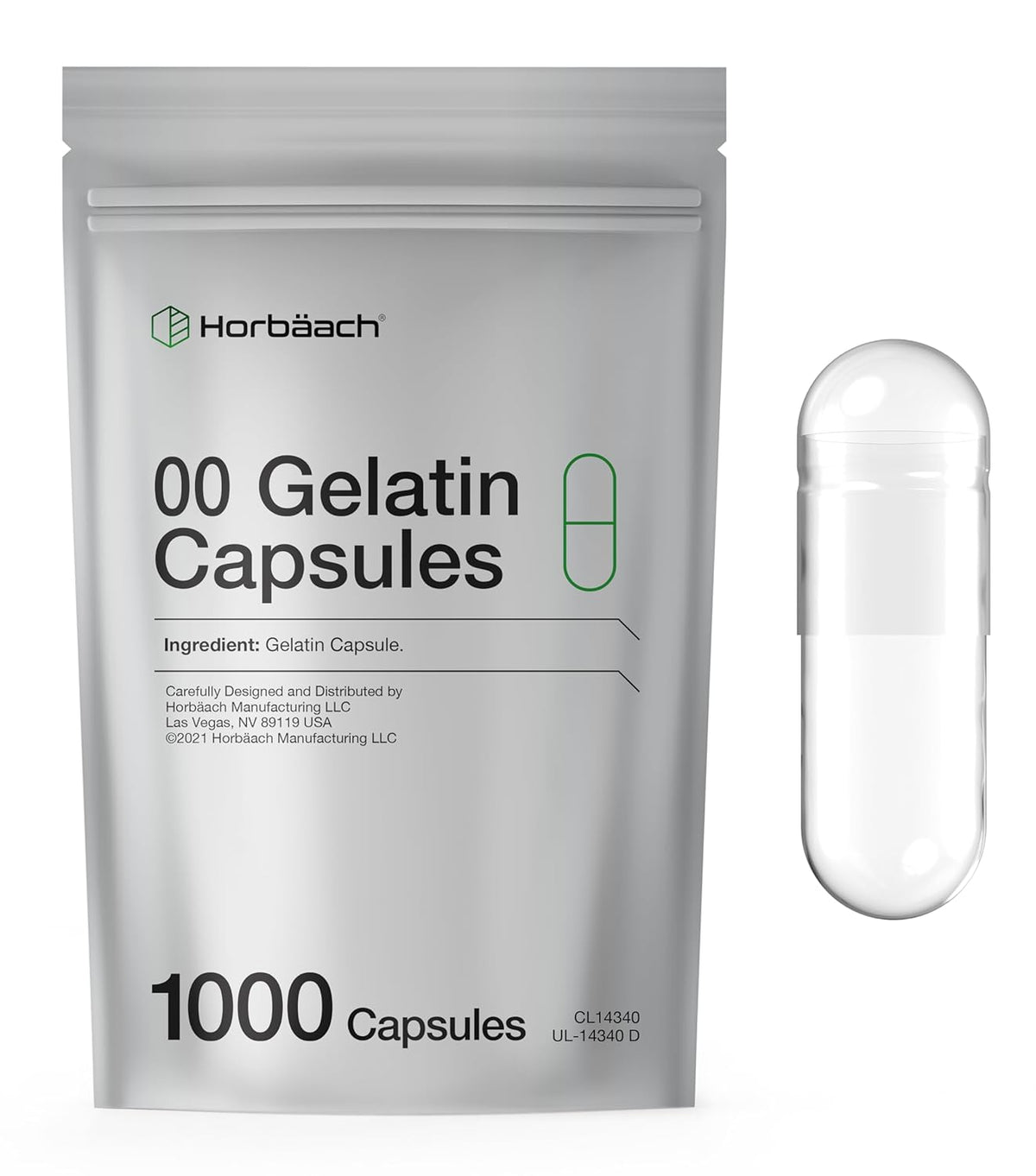 Cápsulas Vacías Tamaño 00 - 1000 Unidades de Gelatina Transparente - Horbaach – Image 1