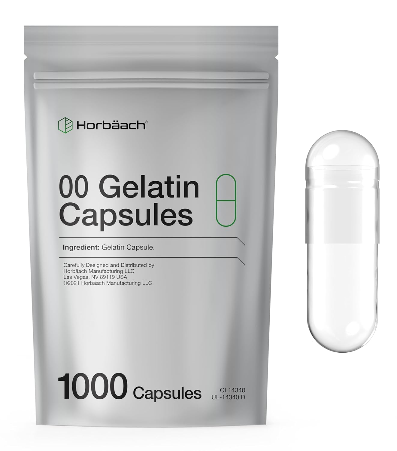 Cápsulas Vacías Tamaño 00 - 1000 Unidades de Gelatina Transparente - Horbaach