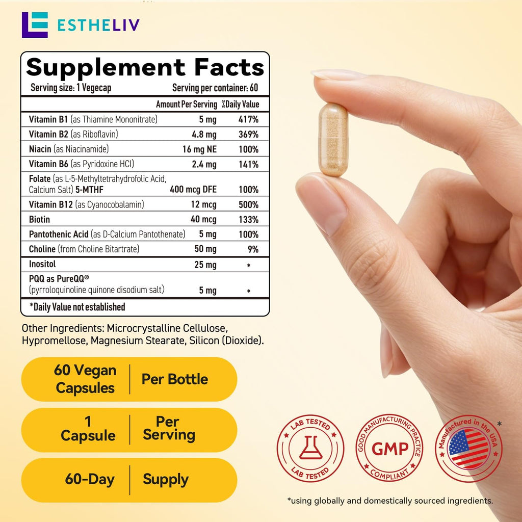 ESTHELIV® Super B Complex con PQQ - 60 Cápsulas Vegetales