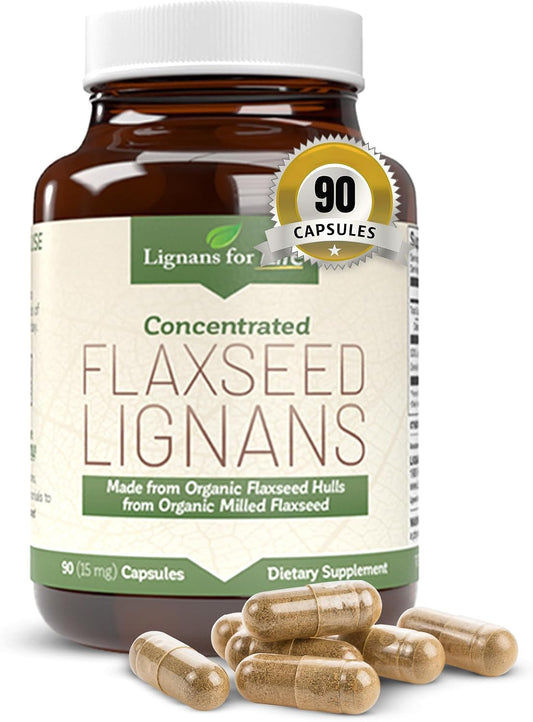 Lignans For Life Lignanos de Linaza - Suplemento Orgánico de Lignanos de Linaza para Perros y Personas, 15mg, 90 Cápsulas