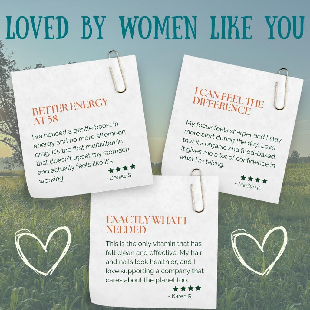 EarthFirst Organic Multivitamínico Diario para Mujeres 50+, Apoya la Salud Ósea, Energía y Salud Cardíaca, 30 Comprimidos