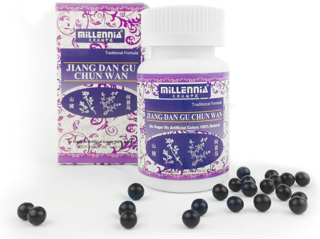 Millennia Jiang Dan Gu Chun Wan - Suplemento Herbario - Pack de 12 Frascos (200 Pastillas)