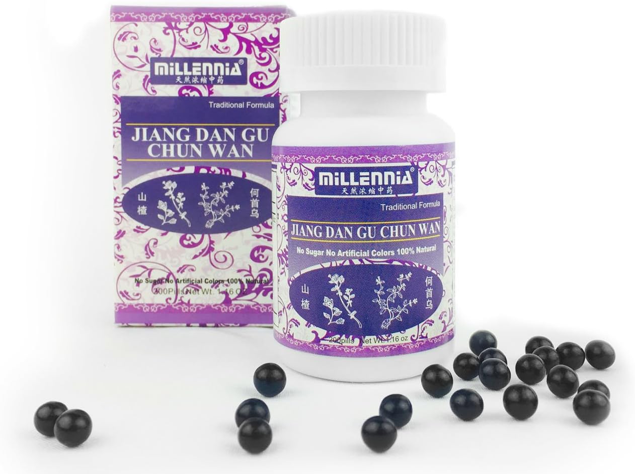 Millennia Jiang Dan Gu Chun Wan - Suplemento Herbario - Pack de 12 Frascos (200 Pastillas)