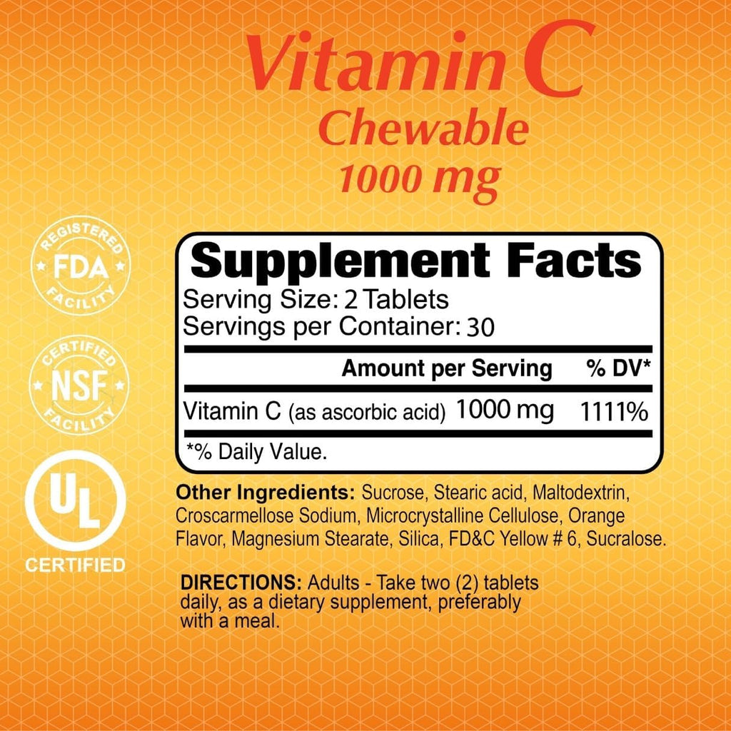 ALFA VITAMINS Vitamina C Masticable 1000 mg – 60 Comprimidos