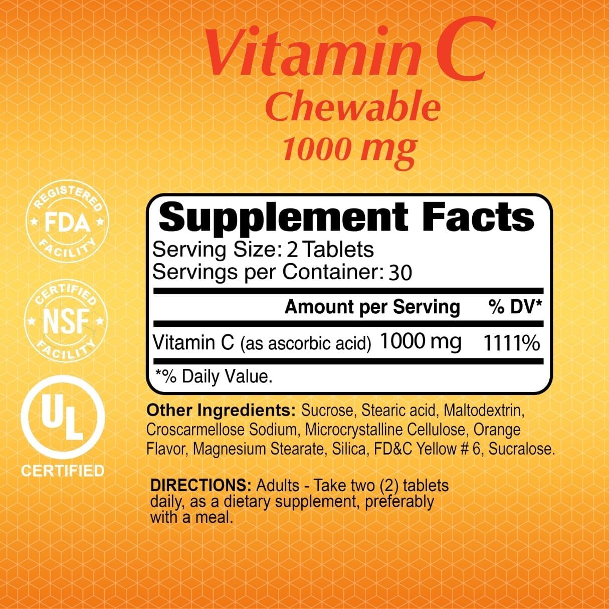 ALFA VITAMINS Vitamina C Masticable 1000 mg – 60 Comprimidos