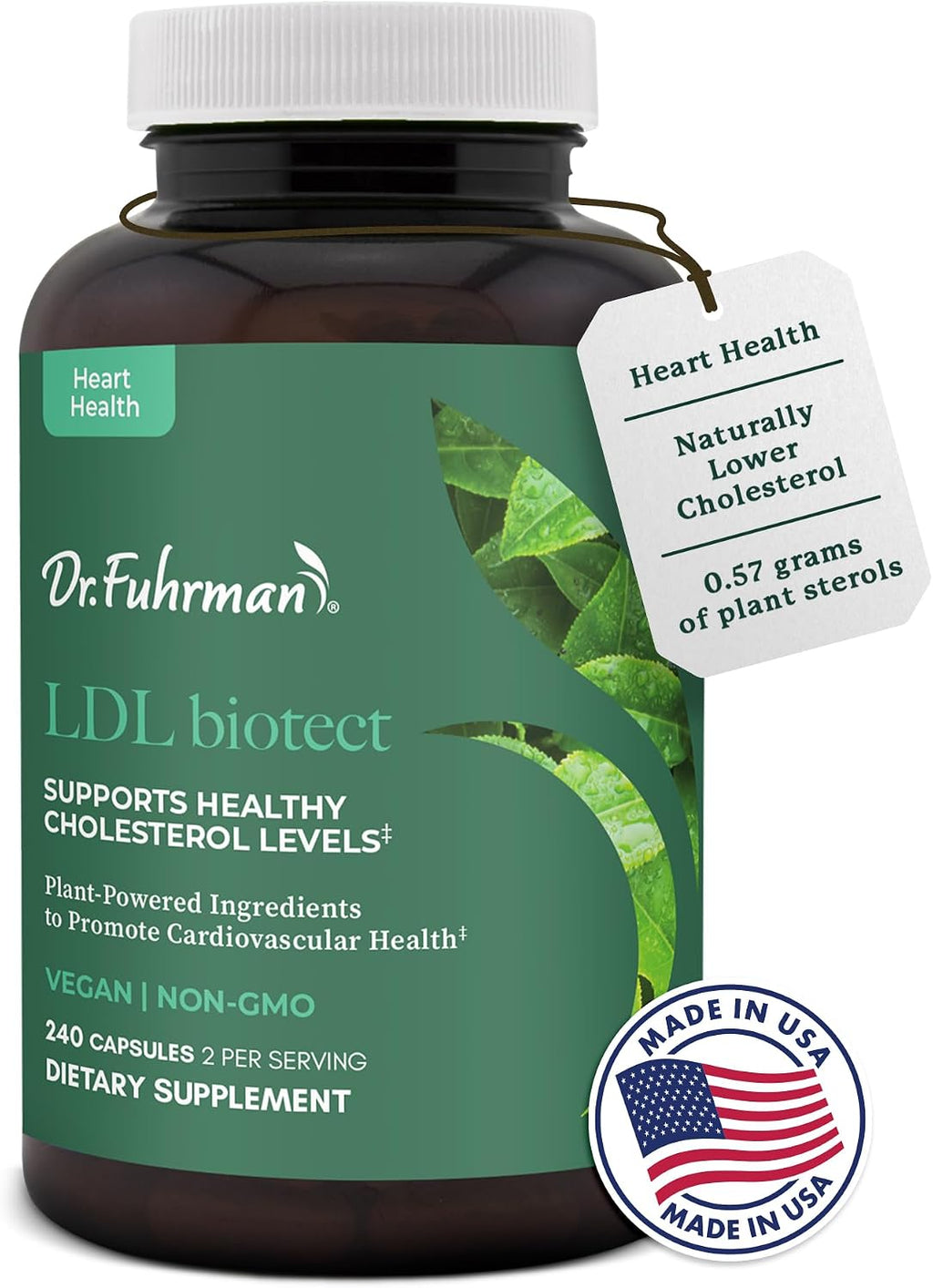 Dr. Fuhrman's LDL Biotect - Suplemento con Esteroles Vegetales y Extractos Orgánicos - 240 Cápsulas