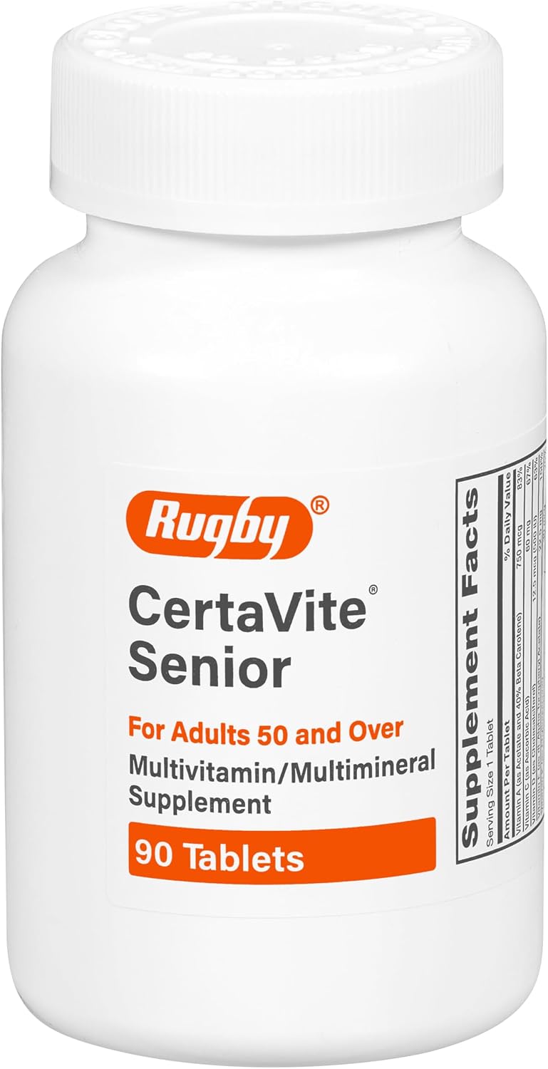 Rugby CertaVite Senior - Complemento Multivitamínico y Multimineral para Adultos de 50 Años o Más - 90 Comprimidos