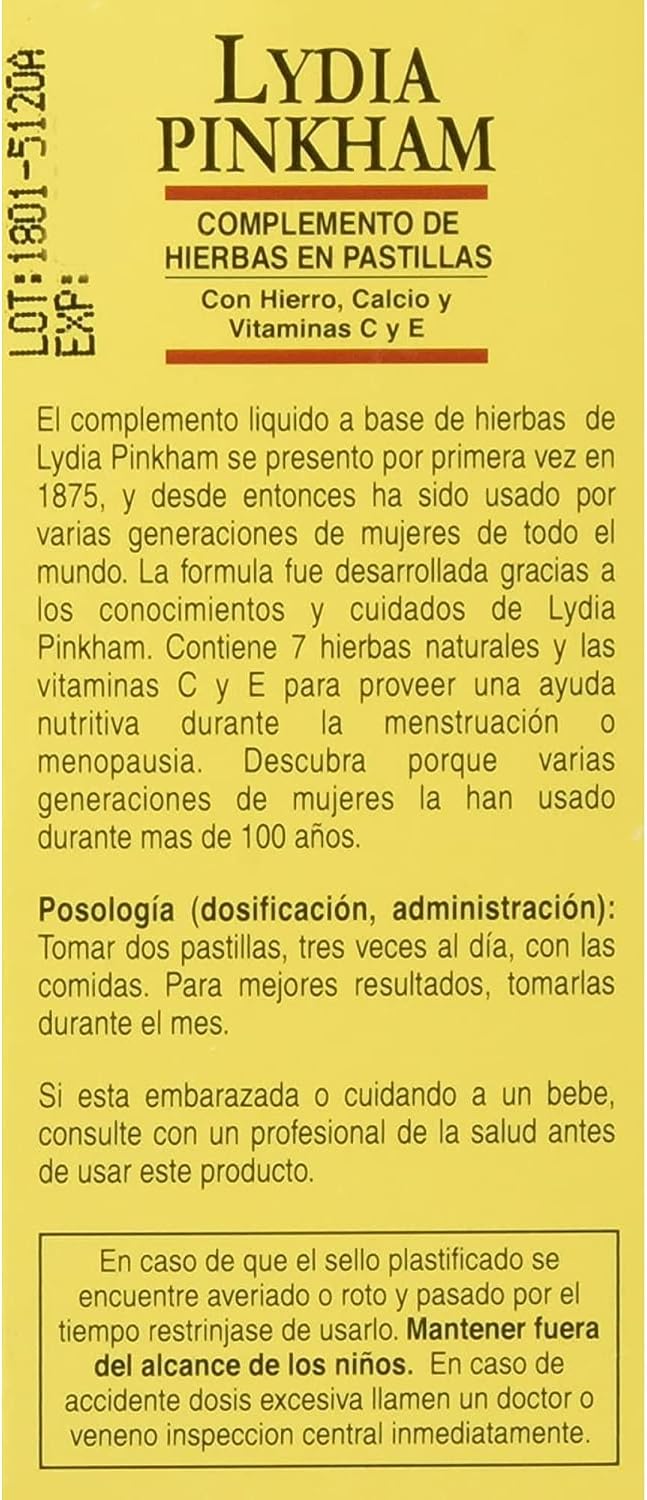 Lydia Pinkham Suplemento en Tabletas Herbales, 72 Comprimidos (Pack de 4)