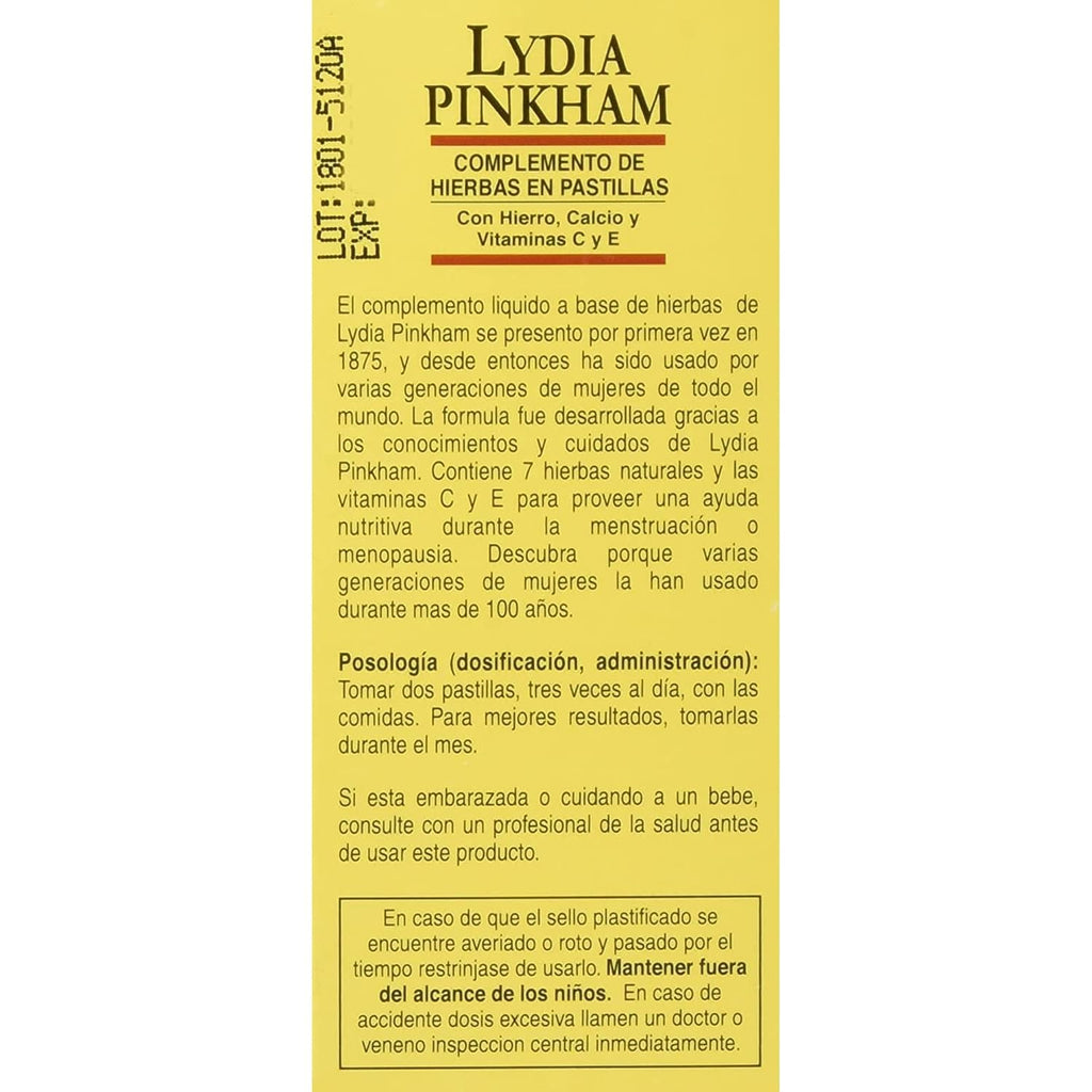 Lydia Pinkham Tablets - 72 Comprimidos