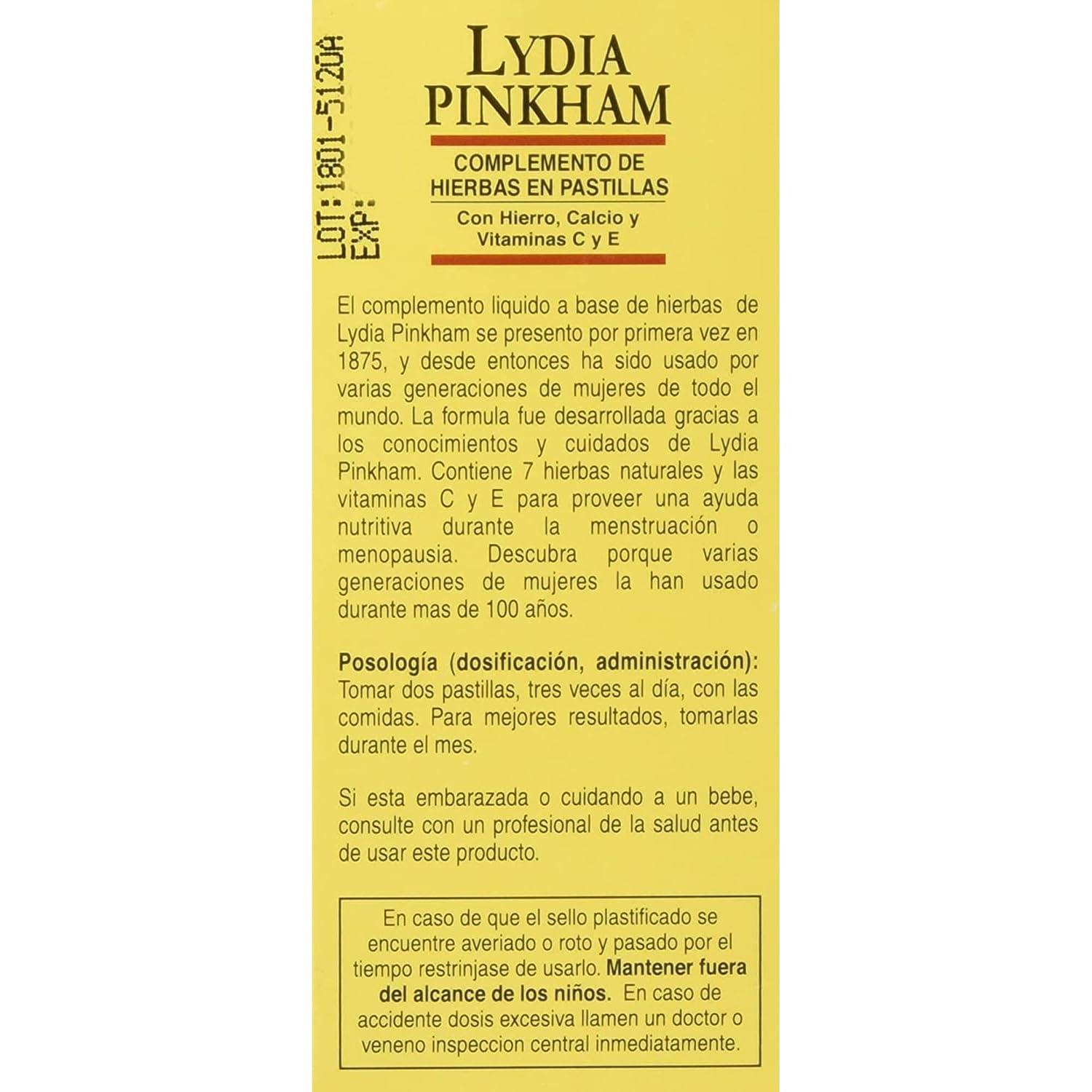 Lydia Pinkham Tablets - 72 Comprimidos