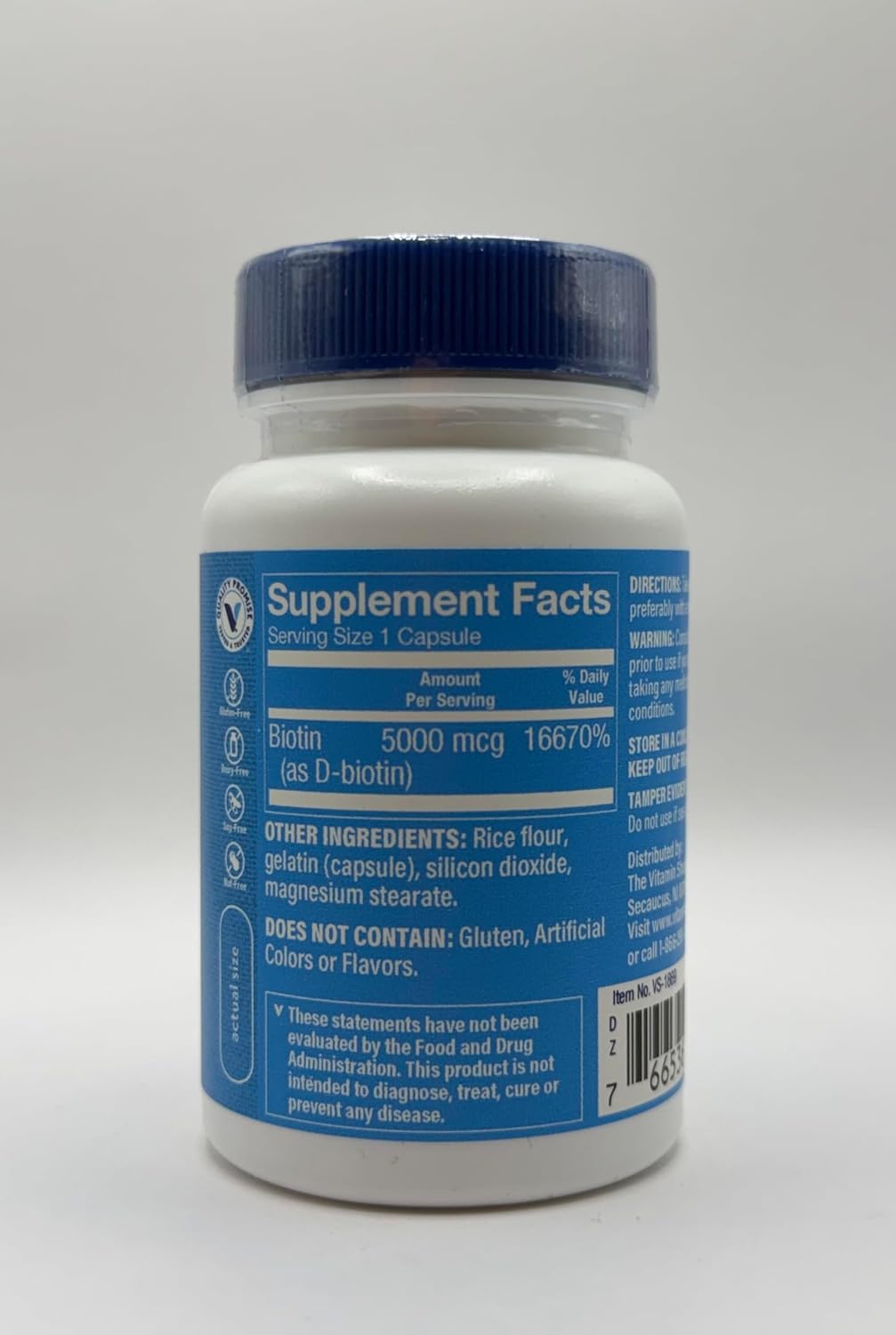 The Vitamin Shoppe Biotina 5.000 mcg - Apoyo para el cabello, piel y uñas, vitamina B de alta potencia (120 cápsulas)