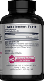 NeoCell Biotin Hair Revitalizer 10000 mcg | 300 Cápsulas blandas | Fórmula nutritiva diaria | Para mujeres y hombres | Complemento para cabello, piel y uñas