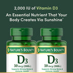 Nature's Bounty Vitamina D3 2000 UI, 150 Cápsulas Blandas (Paquete de 2)