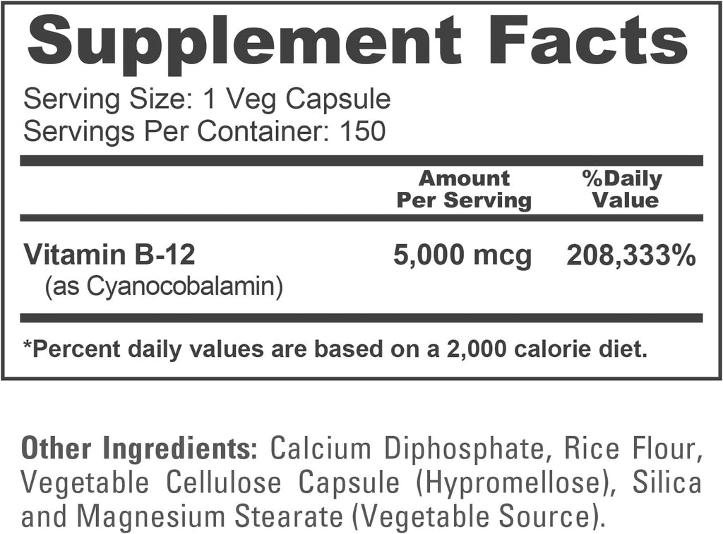 NusaPure Vitamina B12 5000 mcg - 150 Cápsulas Vegetales Vegano