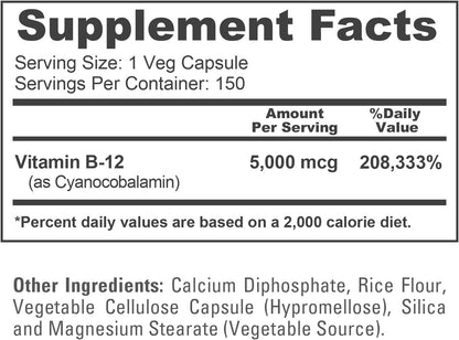 NusaPure Vitamina B12 5000 mcg - 150 Cápsulas Vegetales Vegano – Image 4