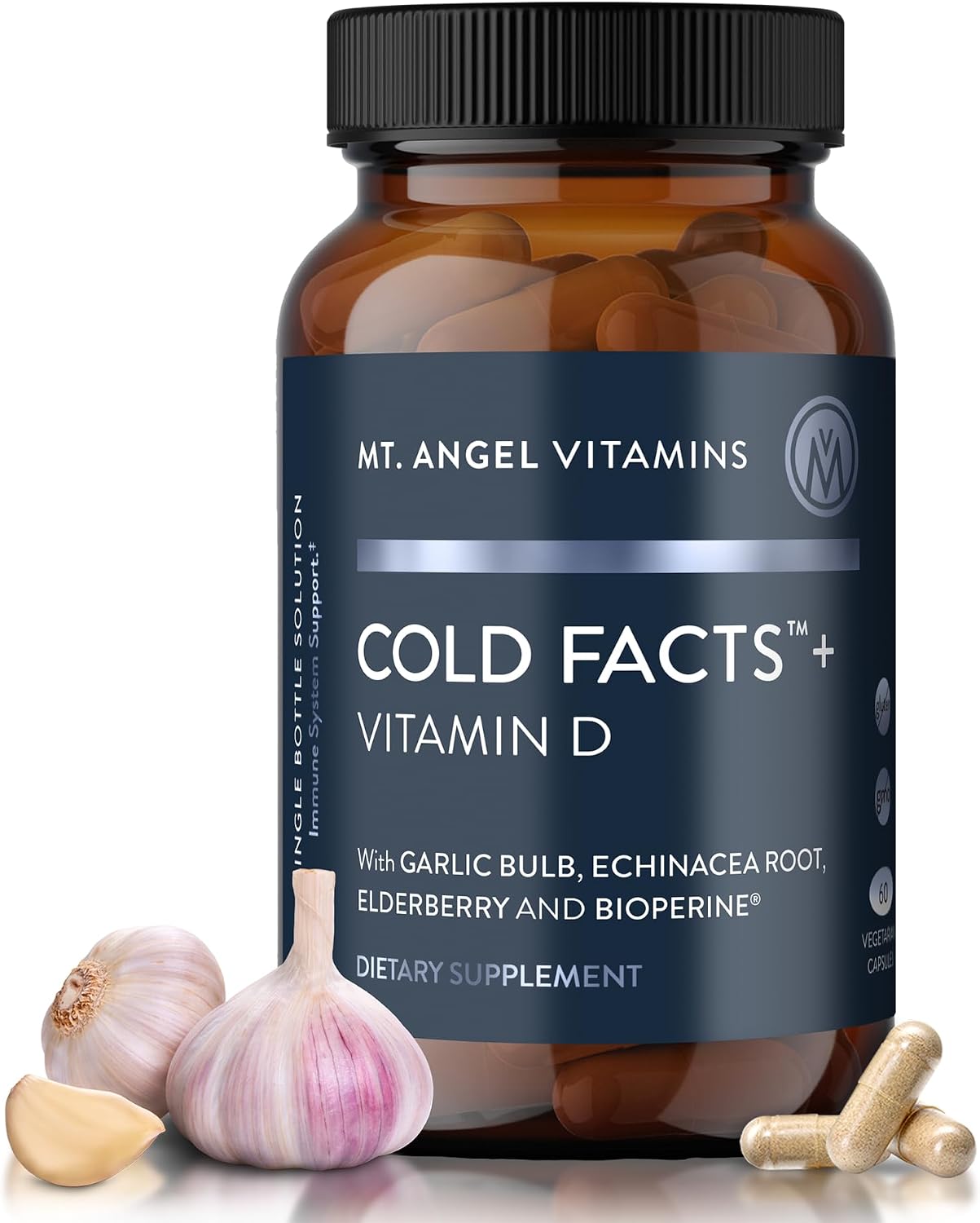 Mt. Angel Vitamins - Datos para resfriados + Vitamina D, Apoyo al sistema inmunológico (60 Cápsulas Vegetarianas)