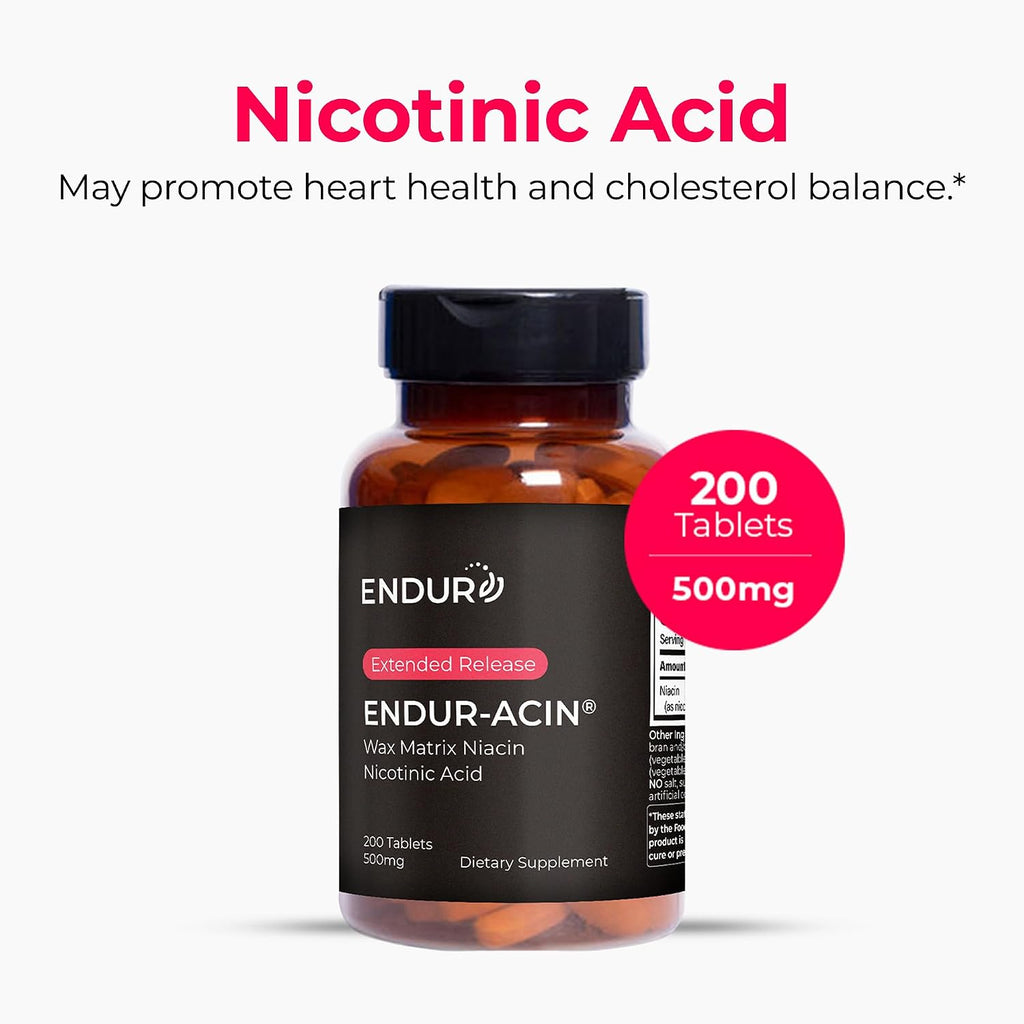 ENDUR-ACIN - Niacin B3 (Nicotinic Acid) Extended Release, 500 mg, 200 Tablets