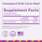 BariMelts Biotin 5000mcg - 90 Comprimidos de Disolución Rápida, Sabor Fresa Natural
