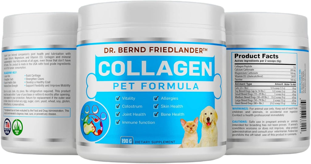 Collagen Pet Formula para Perros y Gatos - Colágeno + Calostro - Articulaciones, Piel y Pelaje