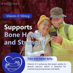 GeriCare Vitamina D 50 mcg (2000 UI) – 100 Comprimidos – Salud Ósea, Función Muscular y Apoyo Inmune