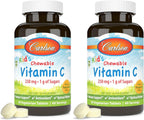 Carlson - Vitamina C Masticable para Niños, 250 mg, Sabor Mandarina, 60 tabletas vegetarianas