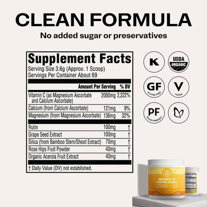 Vimergy Micro-C Immune Power - 250g - 69 Servicios - Polvo de Vitamina C con Silicio de Bambú y Bioflavonoides - Sin Gluten – Image 6