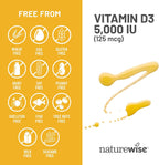 NatureWise Vitamina D3 5000 UI (125 mcg) con Aceite de Oliva Virgen Extra Orgánico - 360 Cápsulas Blandas
