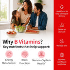 NUSAVA Complejo B Líquido con Vitamina B12, B6, B1, Niacina y Folato - Metilcobalamina 5000 mcg, Sabor Frambuesa, 80 Dosis