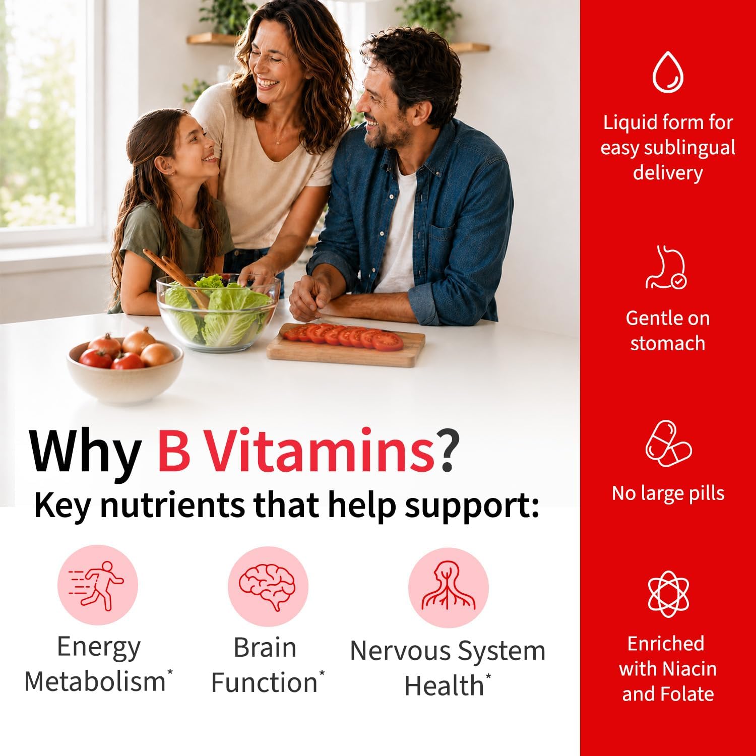 NUSAVA Complejo B Líquido con Vitamina B12, B6, B1, Niacina y Folato - Metilcobalamina 5000 mcg, Sabor Frambuesa, 80 Dosis