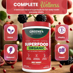 Greens+ Organic Reds Superfood Powder - Mezcla de Superalimentos Rojos Ecológicos, Antioxidantes, Vegano, Sin Gluten (240g)