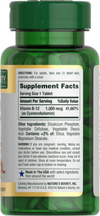 Nature's Bounty Vitamina B12 1000 mcg, 200 tabletas