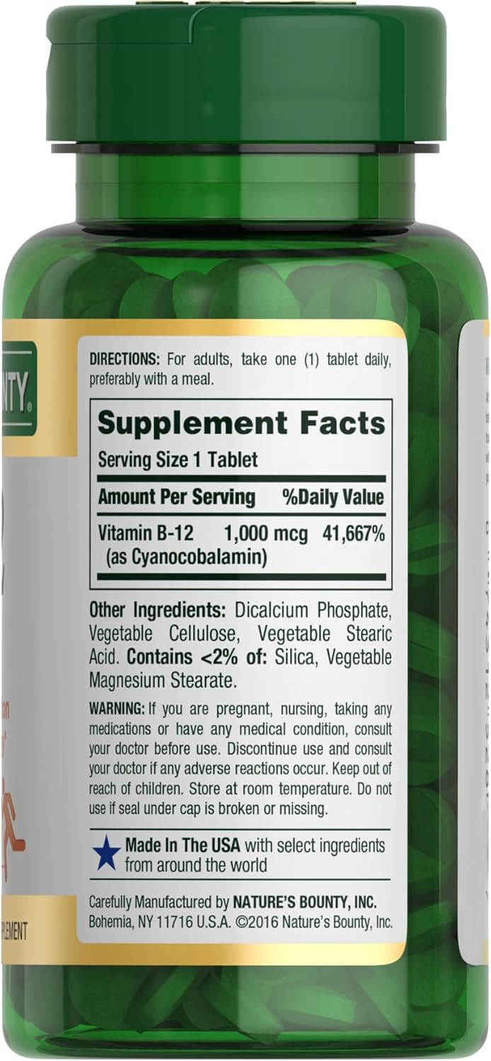 Nature's Bounty Vitamina B12 1000 mcg, 200 tabletas