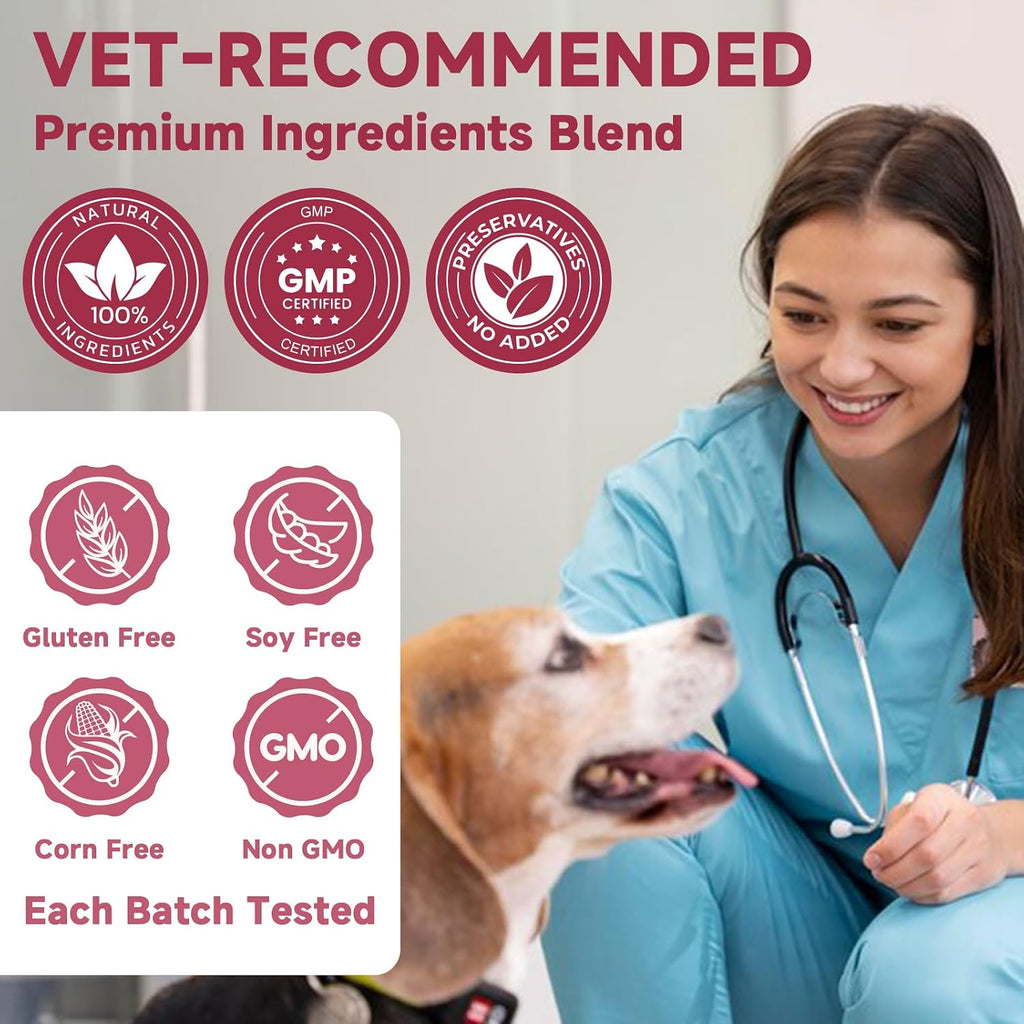 Suplemento para Articulaciones y Cadera para Perros con Glucosamina, MSM, Condroitina, Omega-3 y Cúrcuma - 180 Golosinas Liofilizadas