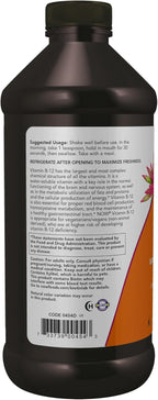NOW Foods Ultra B-12 Líquido, 5000 mcg de Vitamina B12 con Ácido Fólico, 473 ml