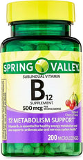 Spring Valley Vitamina B12 Micropastillas 500 mcg - Pack de 2 (800 comprimidos)