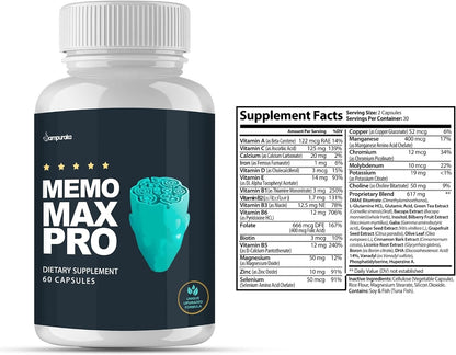 Memo Max Pro Advanced Formula - Complemento Alimenticio (3 Pack, 90 Días)