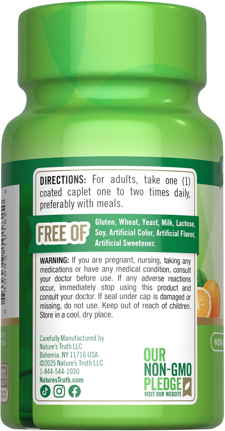 Nature's Truth Vitamin C with Rose Hips 1000 mg | 60 Coated Tablets | Vegan, Non-GMO and Gluten Free