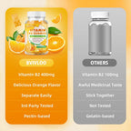 Gominolas de Vitamina B2 400mg - Riboflavina - Pack de 2 - Vegano, Sin Azúcar, Sabor Naranja - 120 Gominolas