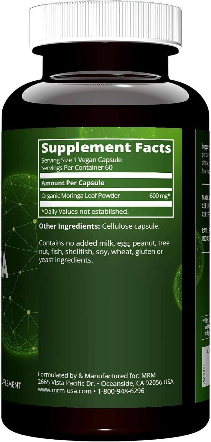 MRM Nutrition Organic Moringa Leaf Capsules - 60 Capsules