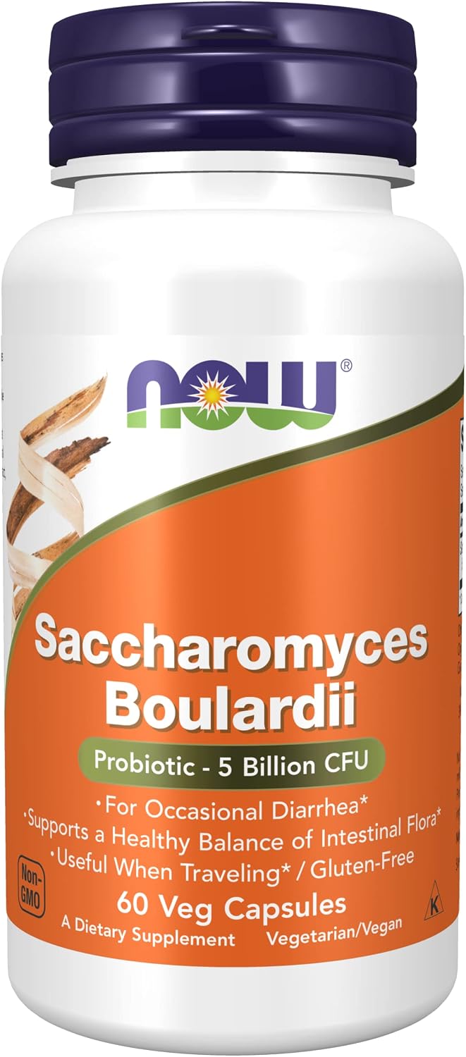 NOW Foods Saccharomyces Boulardii, 60 cápsulas (Pack de 2)