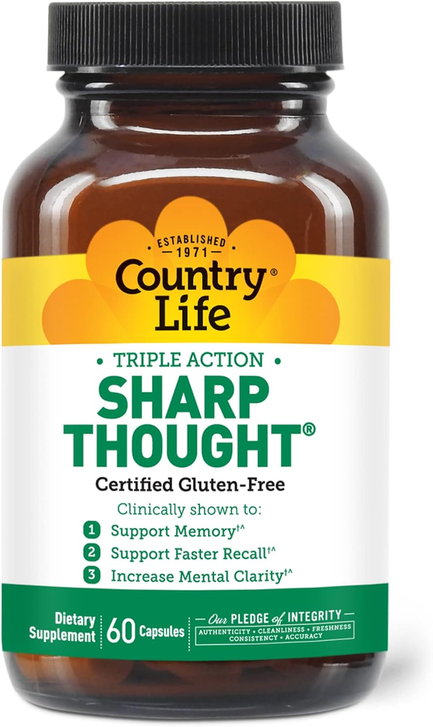 Country Life Sharp Thought - Apoyo Cognitivo con Fosfatidilserina y DHA - 60 Cápsulas