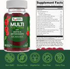 YumVs Gomitas Multivitamínicas para Adolescentes con Biotina y Antioxidantes - Sabor Frambuesa - Apoyo para Cabello, Piel y Uñas - Vitaminas Kosher para Chicos y Chicas de 12 a 17 años (60 unidades, Paquete de 2)