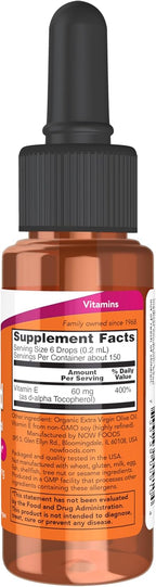 NOW Foods Vitamina E Líquida Natural (D-Alfa Tocoferol) - 1 Onza
