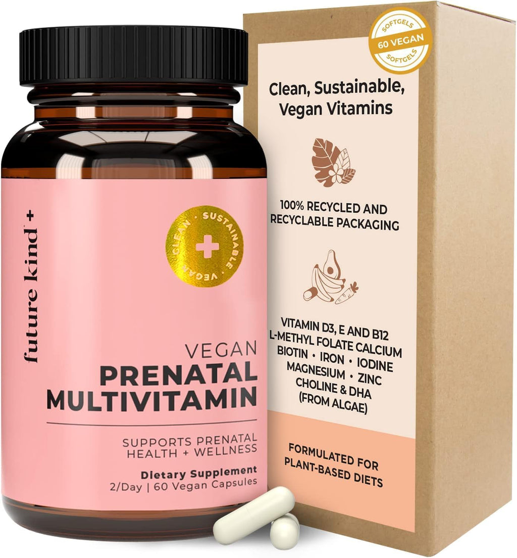 Future Kind Vitamina Prenatal - Embarazo, Lactancia y Bienestar con DHA y L-Metilfolato - Suplemento de Folato para Mujeres con Vitamina D, E, Hierro, Omega-3 y Biotina (60 Cápsulas)
